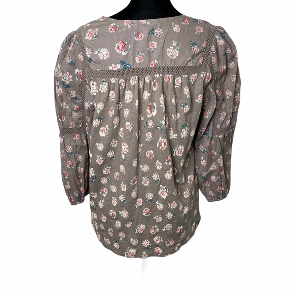 Lucky Brand Crochet Lace Floral Puff Sleeve Blouse - Picture 4 of 12